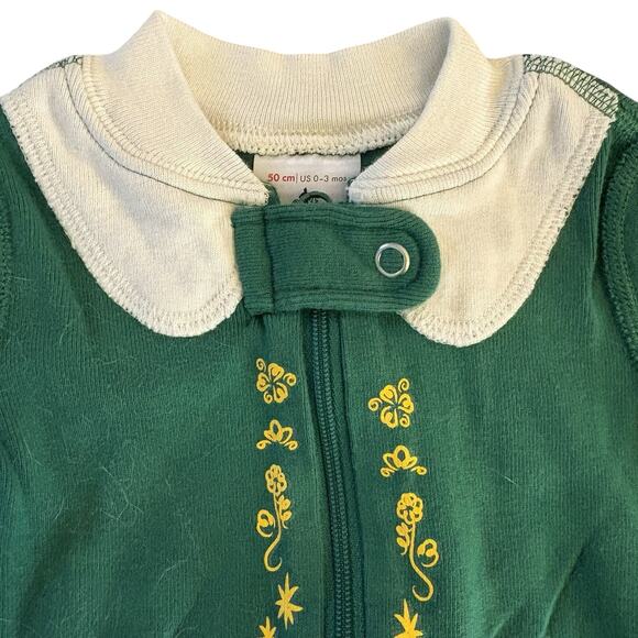 Hanna Andersson Sz 0-3 Mo (50cm) 100% Organic Cotton Zip Up One-Piece Elf Pajama - Picture 3 of 10